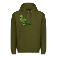 Army Green Ring Necked Parakeet Premium Hoodie - LillyAllenDesigns