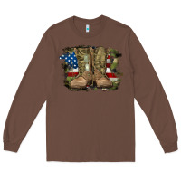 Chestnut american flag with army boots Long Sleeve Tee - RanaPortraitStore