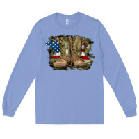 Colony Blue american flag with army boots Long Sleeve Tee - RanaPortraitStore