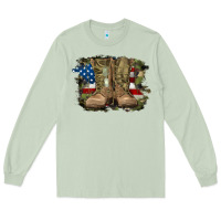 Matcha american flag with army boots Long Sleeve Tee - RanaPortraitStore