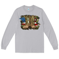 Moon Dust american flag with army boots Long Sleeve Tee - RanaPortraitStore