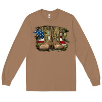 Toasted Coconut american flag with army boots Long Sleeve Tee - RanaPortraitStore