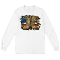 White american flag with army boots Long Sleeve Tee - RanaPortraitStore