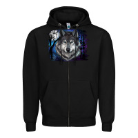 Black wolf and full moon Zipper Hoodie - RanaPortraitStore