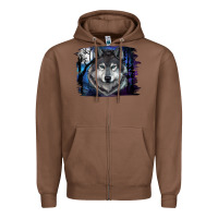 Chestnut wolf and full moon Zipper Hoodie - RanaPortraitStore
