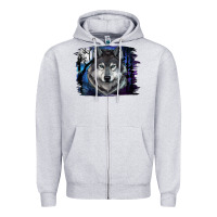 Wolf And Full Moon Zipper Hoodie | Teevron
