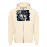 Sandshell wolf and full moon Zipper Hoodie - RanaPortraitStore