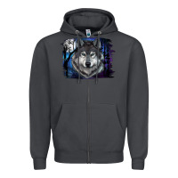 Smoke wolf and full moon Zipper Hoodie - RanaPortraitStore