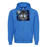 True Royal wolf and full moon Zipper Hoodie - RanaPortraitStore