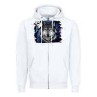 White wolf and full moon Zipper Hoodie - RanaPortraitStore