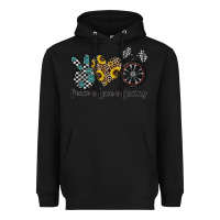 Black peace love racing Heavyweight Hoodie - CowhideDigitalArt