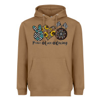 Toasted Coconut peace love racing Heavyweight Hoodie - CowhideDigitalArt