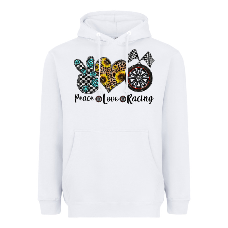 Peace Love Racing Heavyweight Hoodie by CowhideDigitalArt | Teevron