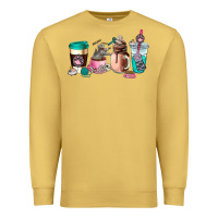Antique Gold cat  coffee cup Premium Sweatshirt - AdoDesignShop