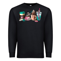 Black cat  coffee cup Premium Sweatshirt - AdoDesignShop