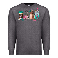 Charcoal Heather cat  coffee cup Premium Sweatshirt - AdoDesignShop
