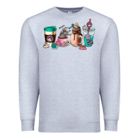 Heather Grey cat  coffee cup Premium Sweatshirt - AdoDesignShop