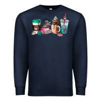 Navy cat  coffee cup Premium Sweatshirt - AdoDesignShop