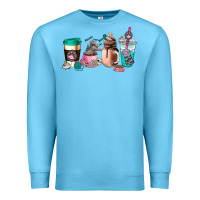 Ocean Blue cat  coffee cup Premium Sweatshirt - AdoDesignShop