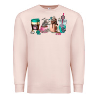 Pale Pink cat  coffee cup Premium Sweatshirt - AdoDesignShop