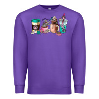 Purple cat  coffee cup Premium Sweatshirt - AdoDesignShop
