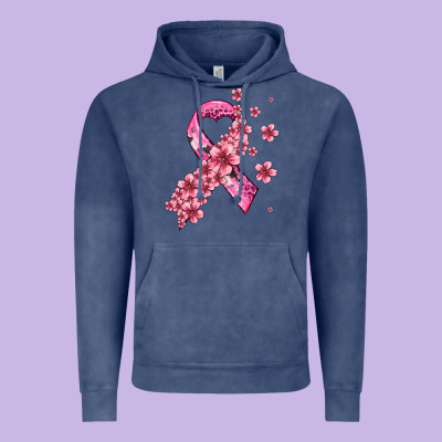 Pink Cancer Ribbon Vintage Hoodie Designed By Adodesignshop