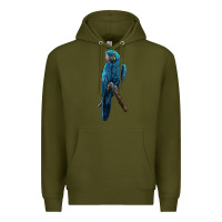 Army Green Hyacinth Macaw Premium Hoodie - LillyAllenDesigns