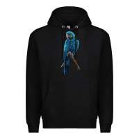 Black Hyacinth Macaw Premium Hoodie - LillyAllenDesigns