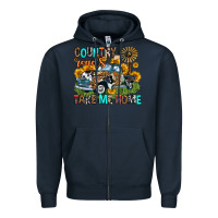 Navy country roads take me home Zipper Hoodie - Zillion Design Studio