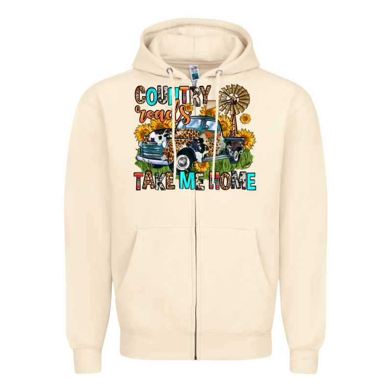 Country Roads Take Me Home Zipper Hoodie by Zillion Design Studio | Teevron