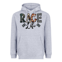 Heather Grey race life Heavyweight Hoodie - CowhideDigitalArt