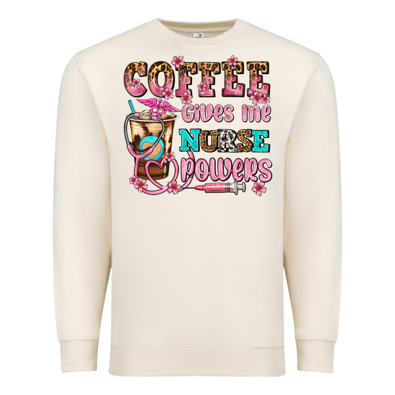 Coffee Gives Me Nurse Power Premium Sweatshirt by AdoDesignShop | Teevron