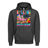 Charcoal Heather rolling into sixth grade Zipper Hoodie - texasbilliewilder