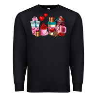 Black valentines day roses coffee cups Premium Sweatshirt - AdoDesignShop