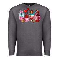 Charcoal Heather valentines day roses coffee cups Premium Sweatshirt - AdoDesignShop