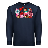 Navy valentines day roses coffee cups Premium Sweatshirt - AdoDesignShop