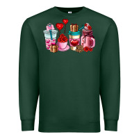 Sports Green valentines day roses coffee cups Premium Sweatshirt - AdoDesignShop