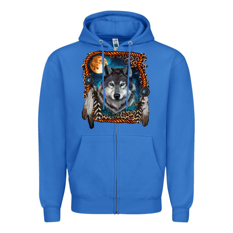 Wolf And Feathers Zipper Hoodie by RanaPortraitStore | Teevron
