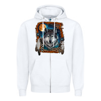 White wolf and feathers Zipper Hoodie - RanaPortraitStore