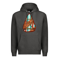 Charcoal Heather turquoise serape tooled leather arrowhead Premium Hoodie - Jasminsmagicworld