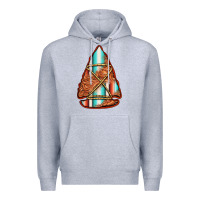 Heather Grey turquoise serape tooled leather arrowhead Premium Hoodie - Jasminsmagicworld