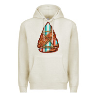 Oatmeal Heather turquoise serape tooled leather arrowhead Premium Hoodie - Jasminsmagicworld