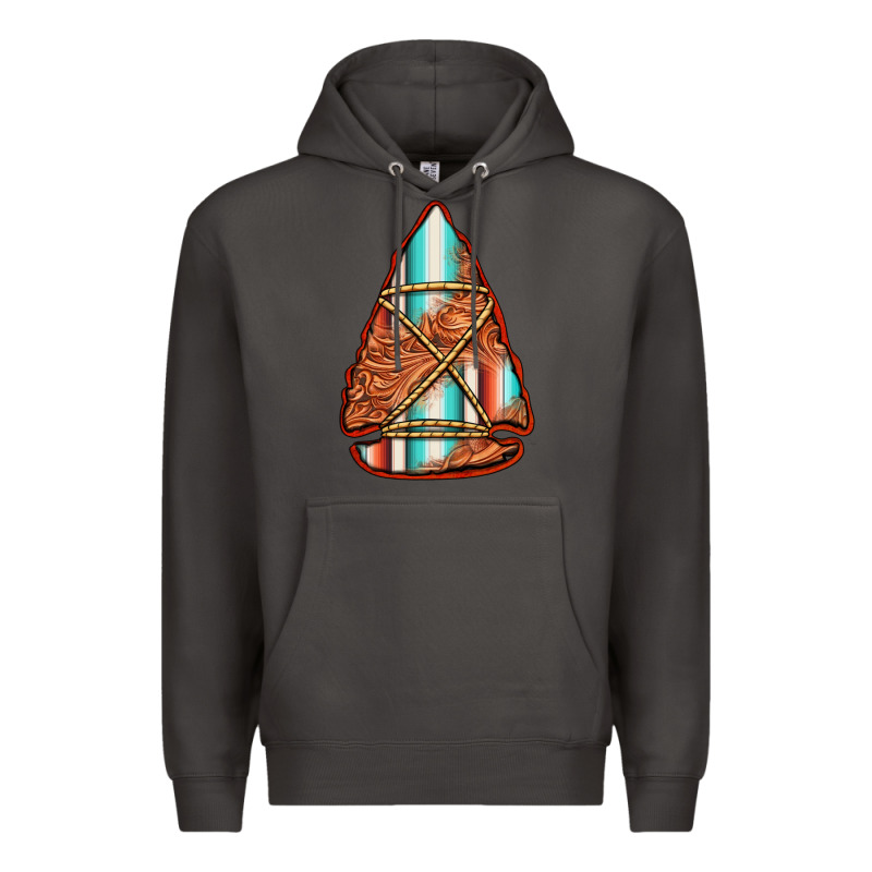 Turquoise Serape Tooled Leather Arrowhead Premium Hoodie by Jasminsmagicworld | Teevron