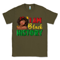 Army Green i am black history with afro black girl Classic Tee - texasbilliewilder