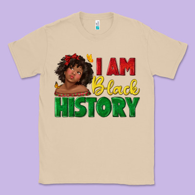 Classic Tee i am black history with afro black girl