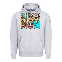 Heather Grey blessed mom Zipper Hoodie - Zillion Design Studio