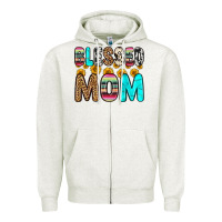 Oatmeal Heather blessed mom Zipper Hoodie - Zillion Design Studio