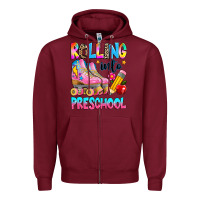 Burgundy rolling into preschool grade Zipper Hoodie - texasbilliewilder