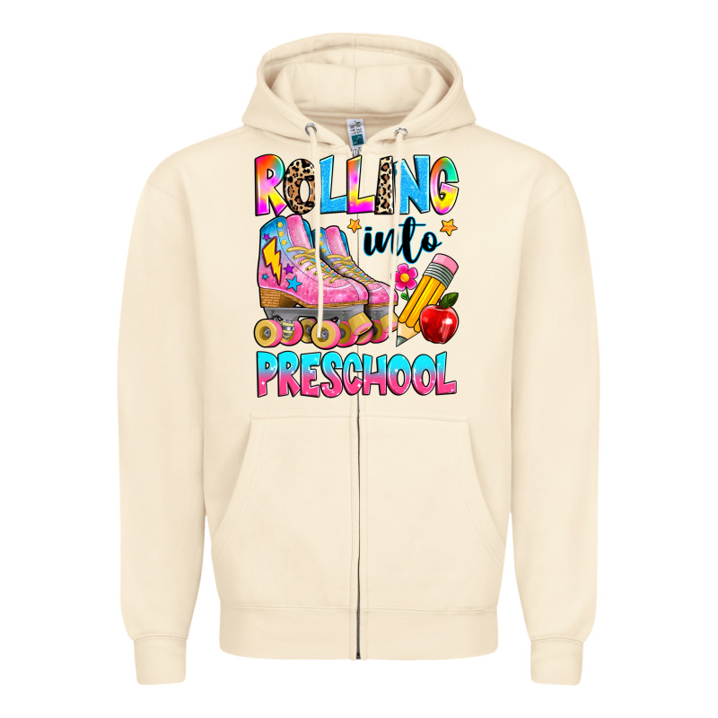 Rolling Into Preschool Grade Zipper Hoodie by texasbilliewilder | Teevron