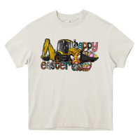 Cream Happy Easter Heavy Core Tee - CowhideDigitalArt